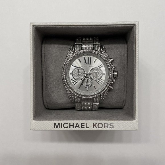 Michael Kors Camille Silver-Tone Stainless Steel Pave Bracelet Watch 42 - Picture 2 of 9